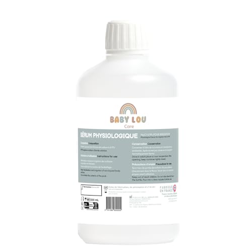 BABYLOU CARE Suero fisiológico 500 ml en botella | NaCl 0,9% isotónico | Higiene nasal y ocular bebé, niño y adulto | Irrigación externa de las fosas nasales
