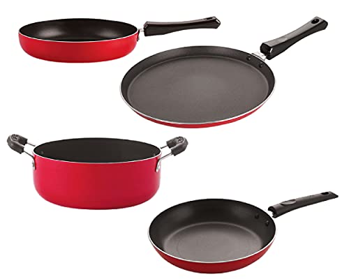 Image of Nirlon Aluminium Non Stick Cookware Pots and Pans Set of 4 Pieces (FT13 FP10 TP22 CS24)