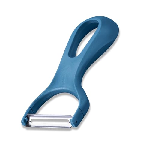 Fackelmann Ziehschäler – 13,5 cm, Extra scharfe Klinge mit Glattschliff, ergonomischer Griff, für Obst & Gemüse, Made in Germany, spülmaschinengeeignet, Blau
