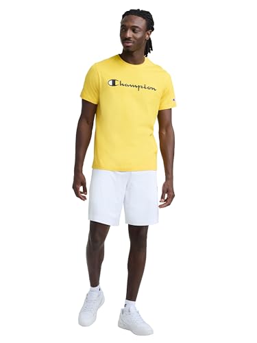 Image of Champion Men's Graphic Short Sleeve T-Shirt, Standard Fit, Classic Script Logo, Midweight 100% Cotton
