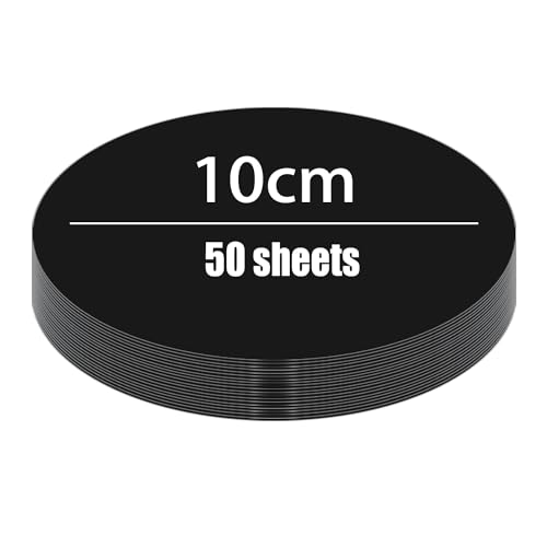 50 pcs White Card Stock Paper,Thick Cardstock 3.9 Inches Round Cut Outs paper Circles Construction Paper for Kids Arts and Crafts, 50 Sheets with Glue Points (Black, 3.9inch/10cm)