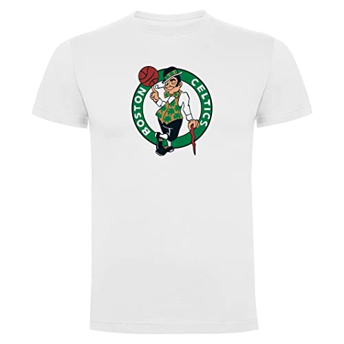 Grande durata e qualità. Camiseta Bianca con logo Boston Celtics uomo 100% cotone taglia S M L XL XXL maniche corte, bianco, L