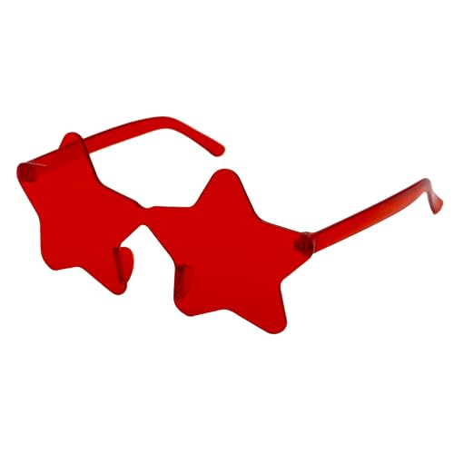 Gafas de Sol en forma de estrella, gafas de sol sin montura, Gafas diseño estrella, Gafas para disfraz, Gafas para fiesta, Gafas despedida de soltero/a, Gafas carnaval, Unisex, Rojo