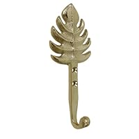 Fenzo Leaf Textured Wall Hook, Antique Decorative Vintage Style Handcrafted Wall Hooks for Living Room Bedroom Hallways Bathroom Entryway, Heavy Duty Aluminium Coat Hook (Golden)