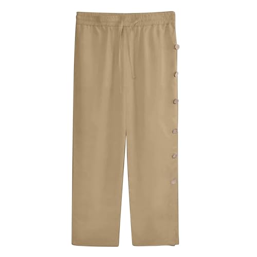 Long Pants for Men Drawstring Side Buttons Straight Breathe Trousers Wide Leg Casual Beach Pant Working Outdoor Wear3
