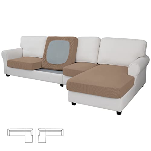 Image of Easy-Going Stretch 4 Pieces Couch Cushion Covers for Sectional Sofa L Shape