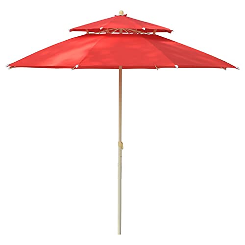 Parasol de playa y parque de 7.5 pies con doble techo ventilado para terrazas