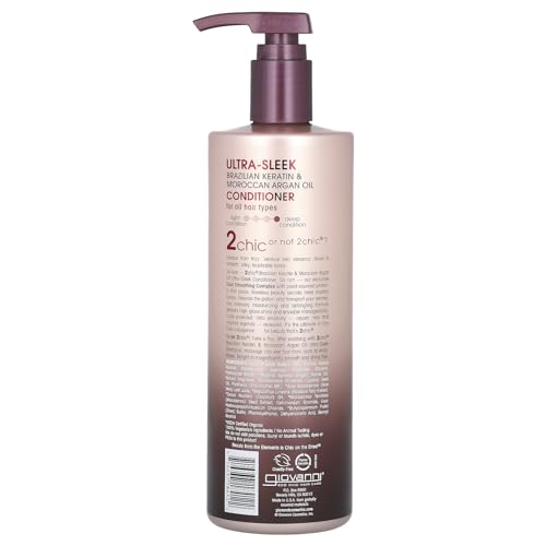 Giovanni 2chic Ultra-Sleek Conditioner for All Hair Types Brazilian Keratin Argan Oil 24 fl oz 710 ml