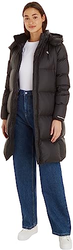 Calvin Klein Jeans Damen Daunenmantel Long Puffer Winter, Schwarz (Ck...