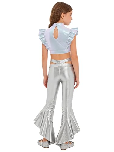 Combinaison gym fille pantalon évasé et crop top vêtement danse latino jazz