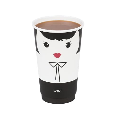 Image of Restaurantware 16-Ounce Paper Cups, Pack of 25 Madame Design Disposable - Leakproof, Recyclable, Black and White Insulated Hot Beverage Holders, Matching Lids Available for Purchase Separately