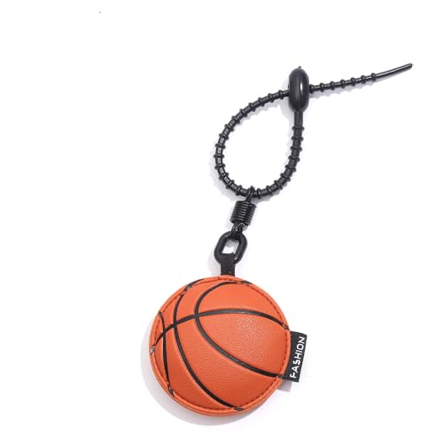 Image of Leather Ball Keychain Wristlet Sports Key Ring Car Key Wallet Backpack Bag Gym Accessories Gifts for Men Women