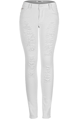 2LUV Women's Ripped Stretchy 5 Pocket Skinny Distressed Denim Jeans4
