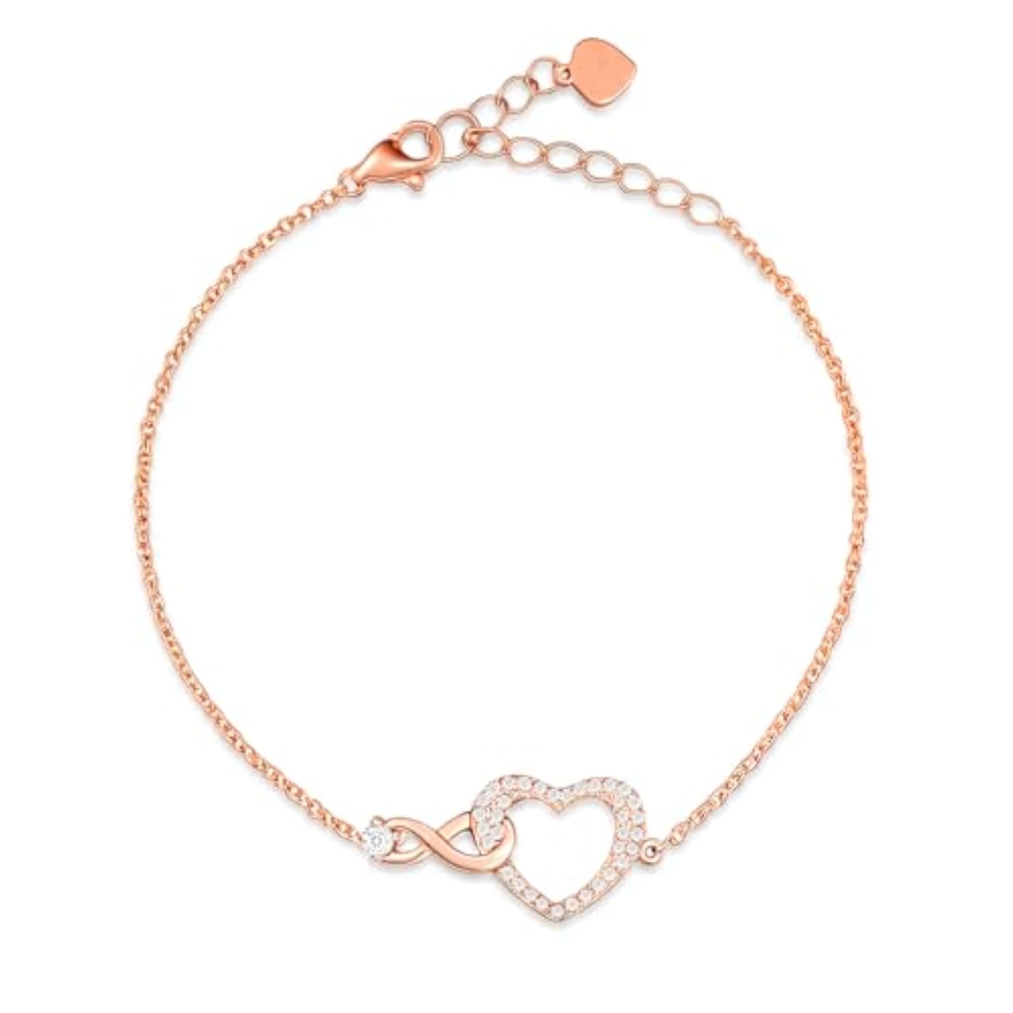 925 Silver Heart Meets Forever Rose Gold Plated Bracelet