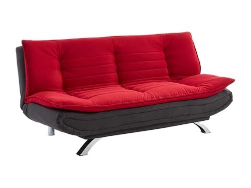 Vente-unique - Canapé Convertible clic-clac en Tissu DEMIDO III - Bicolore Rouge et Anthracite - 3 Places