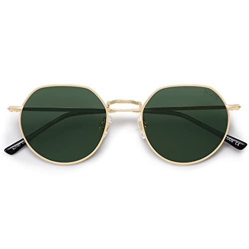 SOJOS Round Polygon Polarized Sunglasses for Women Men Retro Classic Vintage Panto Octagonal Shades SJ1157