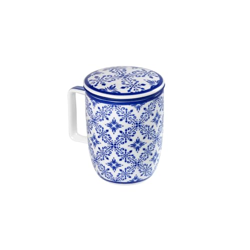 TEA SHOP - Taza de Té o Infusiones con filtro, infusor y tapa - Mug Harmony Azulejo Portugués - Fabricada en Porcelana con diseño exclusivo y original TEA SHOP - Taza de Té o Infusiones con filtro, infusor y tapa - Mug Harmony Azulejo Portugués - Fabricada en Porcelana con diseño exclusivo y original