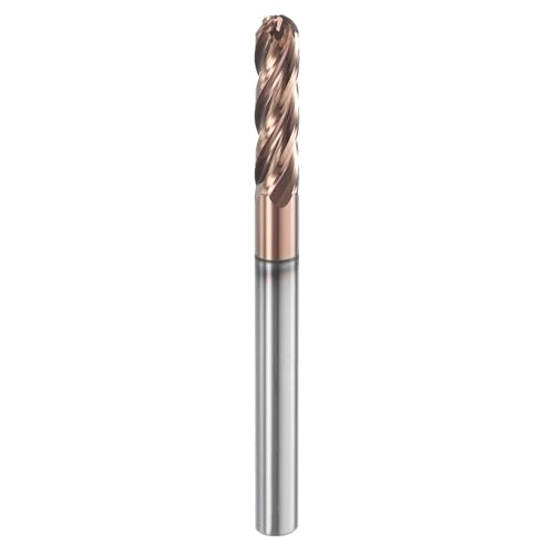 Image of HARFINGTON Ball Nose End Mill 4 Flute 1 /8 inch Diameter 1 /8 inch Shank Tungsten Carbide TiAlN Coated Spiral CNC Router Bits 1 /2 inch Cutting Length Single End Ball for Carving Engraving Grinding