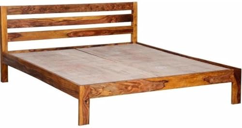 Image of Sheesham Wood King Size Bed Without Storage|Bed|Single Bed |Double Bed Solid Wood King Bed (Finish Color - Brown, Delivery Condition - DIY(Do-It-Yourself))
