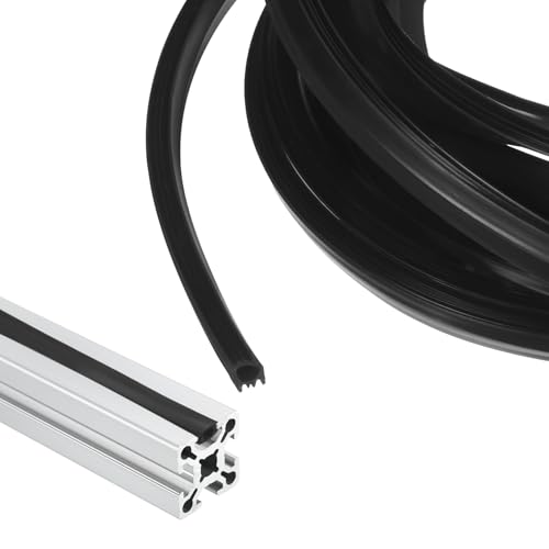 sourcing map 3 Meter Aluminum Extrusion Profile Slot Cover Seal, Black