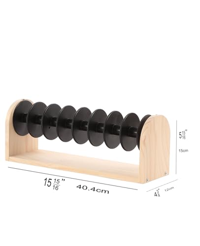 Image of Wooden Thread Rack with Empty Spools Thread Holder Organizer for Ribbons Ropes Tapes Cords