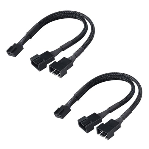 Paquete de 2 cables PWM de 2 vías de 4 pines para distribuidor de ventiladores - 27 cm, cable de ventilador, divisor Pwm, cable de ventilador de ordenador, divisor de ventilador, cable en Y para