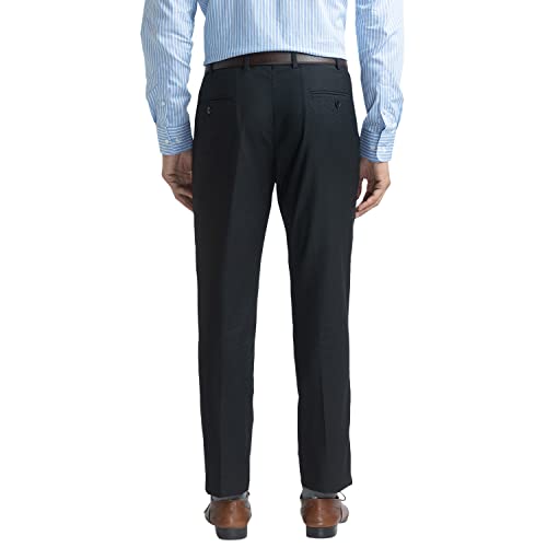 Image of Park Avenue Men's Pure Cotton Solid Pattern Super Slim Fit Flat Front Formal Chinos
