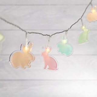 Lights4fun Pastel Easter Bunny Battery Operated String Fairy Lights with Timer