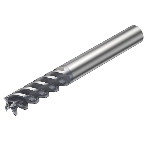 Image of Sandvik Coromant Carbide CoroMill Plura End Mill, TiAlN Coated, 4 Flutes, 50 Degree Helix, Corner-Rounding End, 0.75 inch Cutting Length, 3 /8 inch Cutting Diameter, 0.015 inch Radius (Pack of 1)