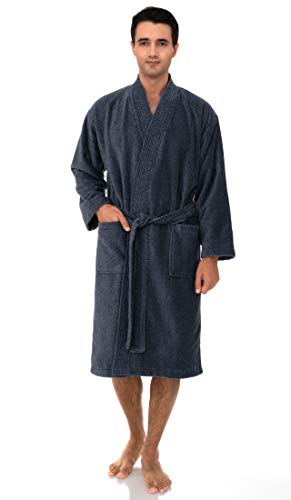 TowelSelections Men's Kimono Robe, Soft Cotton Luxury Bathrobe Made in Portugal3
