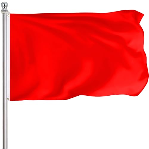 FLGCLUB Solid Red Flag 3x5 Foot Vibrant Color Fade Resistant Polyster Plain Red Flag Double Stitched DIY Flags with Canvas Header and Brass Grommets Indoor Outdoor