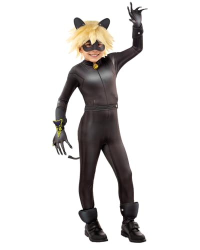 Funidelia Disfraz de Cat Noir con accesorios - Ladybug para niño, Licencia Oficial, Talla 5-6 años Dibujos Animados, Ladybug - Traje para niños para fiestas, Carnaval y Halloween