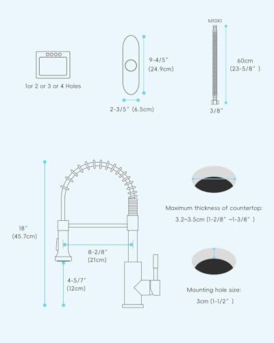 APPASO Black Touchless Kitchen Faucet with Soap Dispenser, Motion Sensor Activated Hands-Free Automatic Faucet for Sink with Pull Down Sprayer, Single Handle Smart Faucets for Kitchen Sink