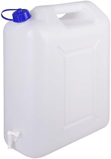 Jerrycanshop - Kunststoff Kanister 20L Mit Hahn - Kanister Für Wasser Und Lebensmittel - Wasserkanister - 20 Liter - Kunststoff (HDPE) - BPA Frei - Naturell