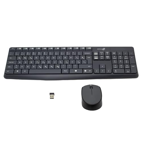 Kit de ratón y teclado inalámbrico SIMPLETEK con diseño bosnio Qwertz y batería de larga duración