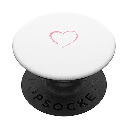 Pink Heart White PopSockets PopGrip: Swappable Grip for Phones & Tablets