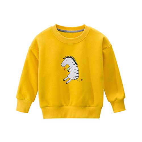 Toddler Baby Boys Girls Children Winter Knit Sweater Tops 1-9 Years Old Cute Cartoon Animal Pullover Clothes (8-9 Years Old, Yellow)
