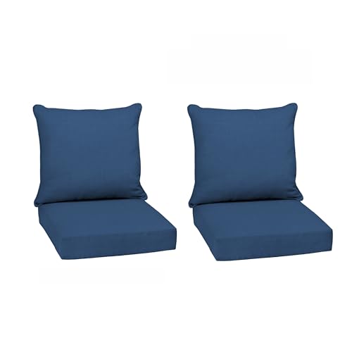 Image of Arden Outdoor Deep Seat Cushion Set (2-Pack), 24 in x 24 in, Weather-Proof, Rain-Proof, Fade Resistant Patio Cushion for Chair, Sofa, and Couch Cobalt Blue Texture