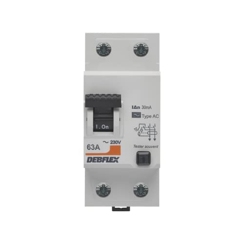 debflex interrupteur différentiel 63a 30ma 2 pôles type ac module de protection electrique certifié nf installation dans tableau electrique gris