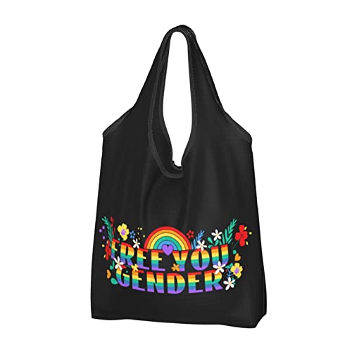 Libérez votre sexe sacs réutilisables pour femme, sac de courses portable, sac fourre-tout réutilisable, sacs en tissu respectueux de l'environnement, Noir , Taille unique Cover