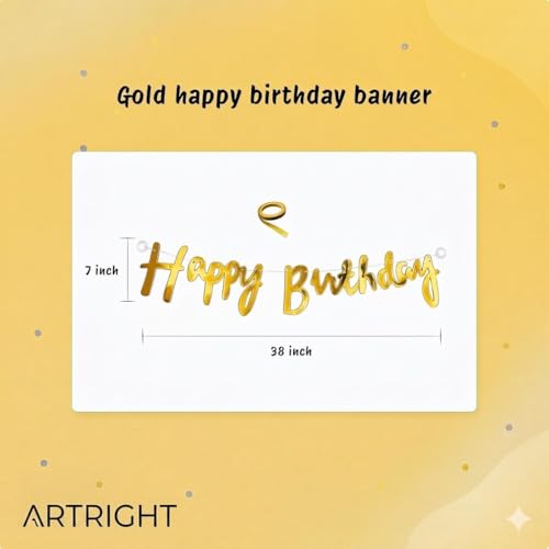 Image of Golden Birthday Decoration Set Happy Birthday Decoration Kit With Golden Balloons & Artificial Green Leaves Vine Creeper & Confetti Balloons And HBD Banner (birthday kit)