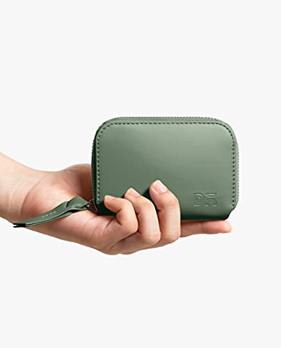 Image of DailyObjects Sap Green Zipper Slim Card & Coin Wallet | Made with Vegan Leather Material | Carefully Handcrafted | Coin Pocket