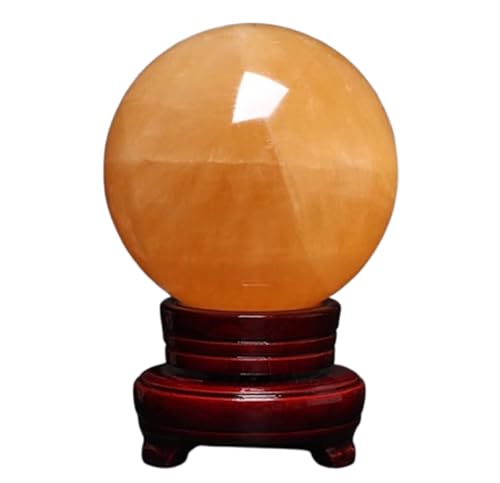Sphère en pierre gemme jaune de 16cm, cristal de quartz avec socle