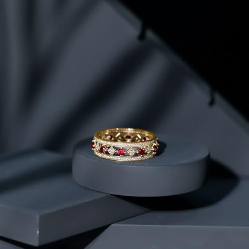 Certified Lab Grown Ruby Eternity Ring, AAAA Quality, Ruby Moissanite Wedding Band for Women - Ideal For Gift4