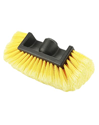QWORK 10in Car Wash Brush Head with Soft Bristle for Cleaning Decks Trucks Car RV Boats Home Siding Camper Yellow