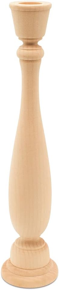 Classic Wooden Candlestick 11 inch Tall with 7/8 inch Hole, Pack of 10 Unfinished Wood Candle Holder to Craft, Paint or Decorate, by Woodpeckers