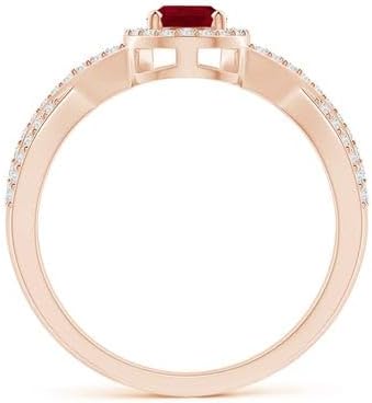 925 Sterling Silver Pear 6x4mm Red Ruby Gemstone Halo White Accents Crossover Women Designer Ring – Engagement Wedding Ring for Her