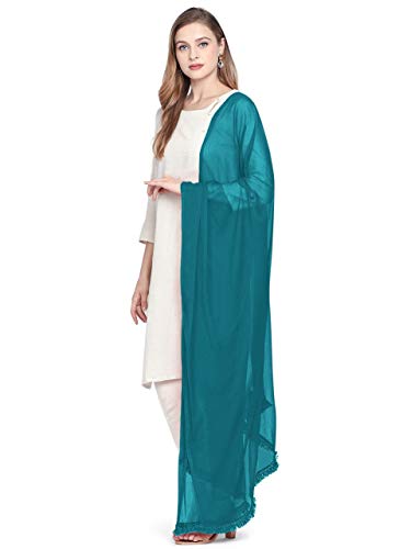 Women's Solid Teal Blue Chiffon Dupatta (Free Size)…3