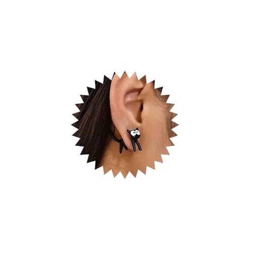 Yheakne Vintage Negro Gato Oreja Chaqueta Pendientes Negro