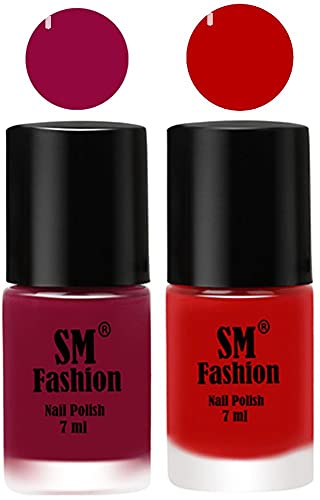 Image of Long Lasting Nail Polish | Nail Paint Combo 7 ml Each) - Set of 2 Cherry Blossom-Red